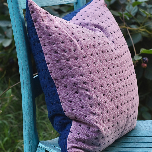 Two-Sided Lavender and Indigo Pillow