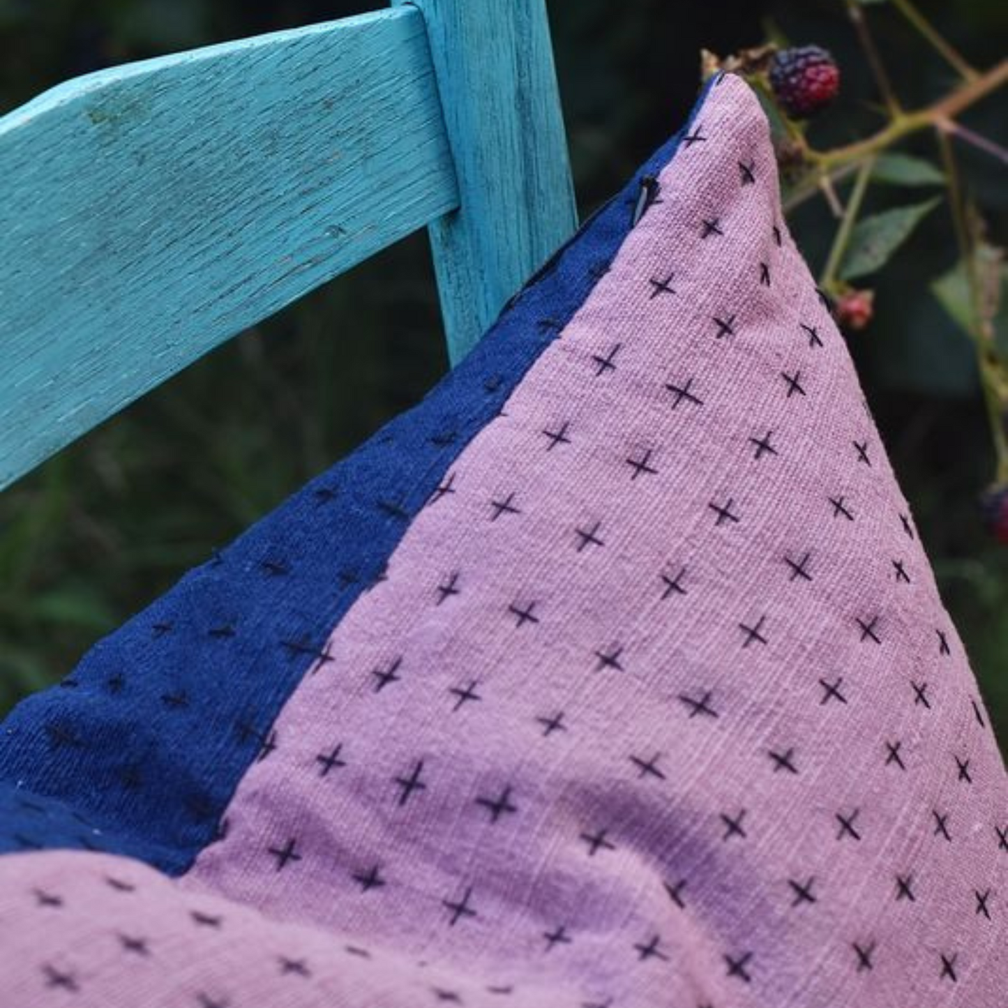 Two-Sided Lavender and Indigo Pillow