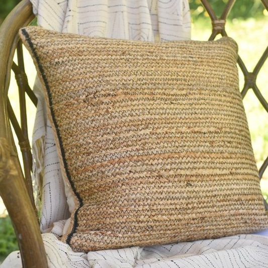 Natural Hand-Braided Jute Throw Pillow