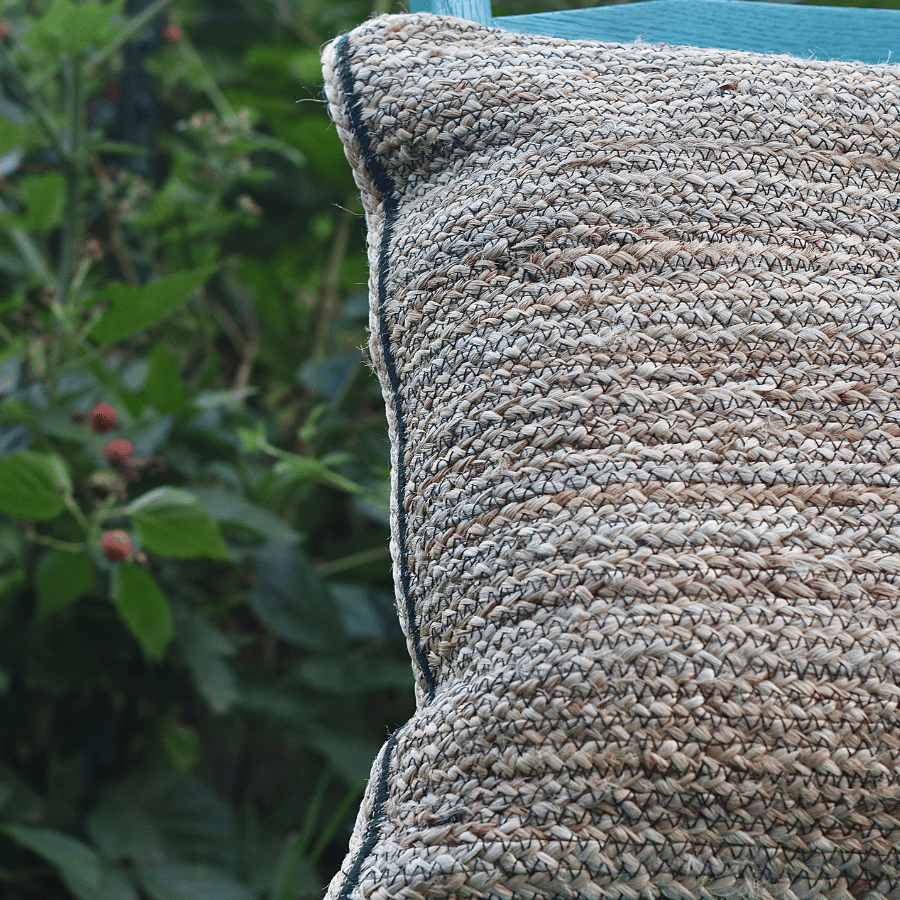 Natural Hand-Braided Jute Throw Pillow