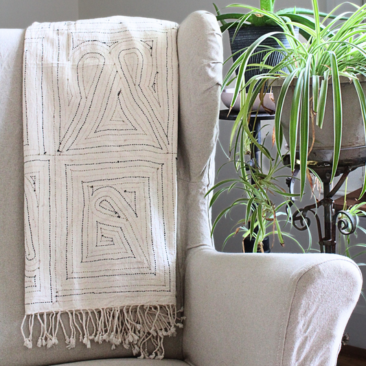 Serenity Hand Stitched Organic Cotton Throw Blanket