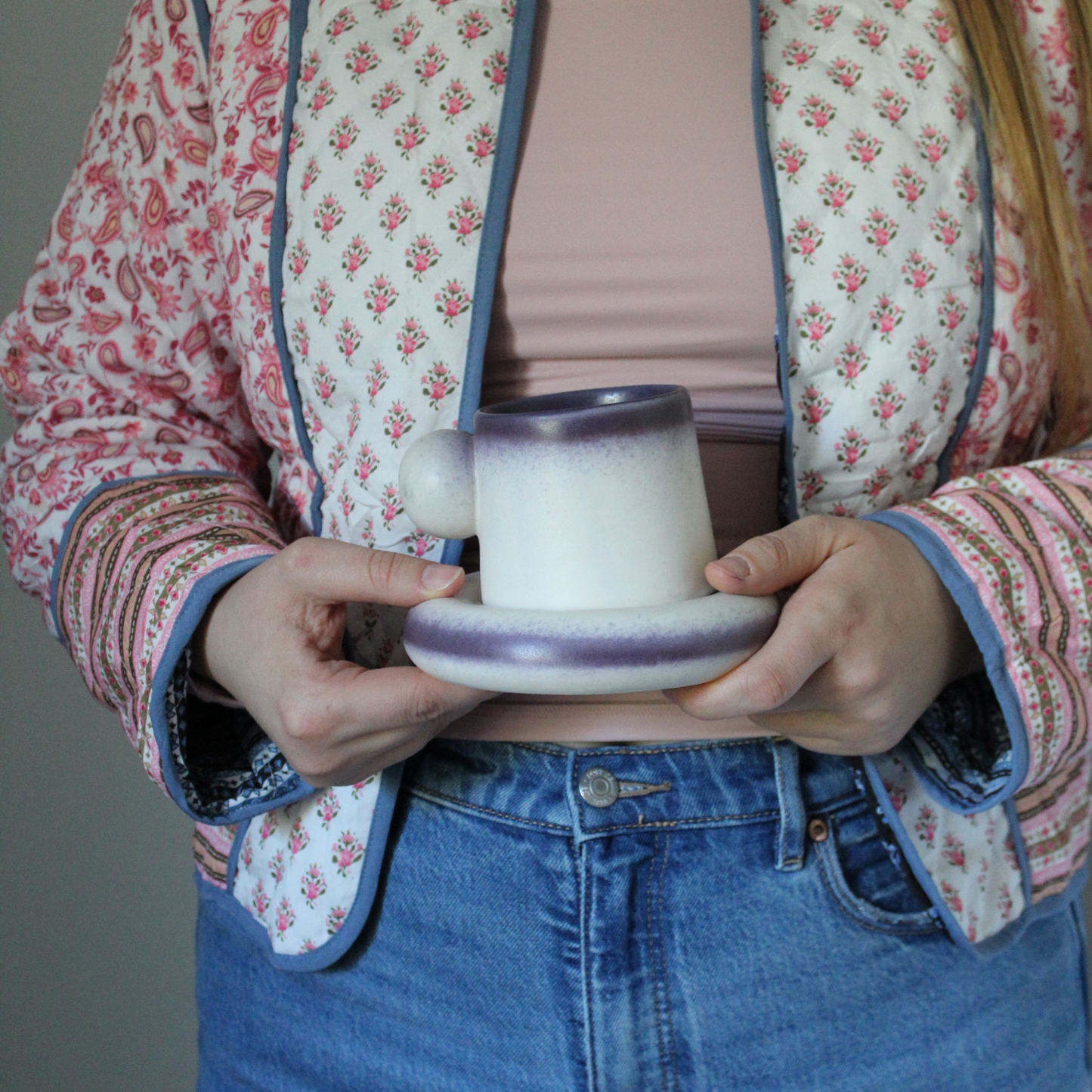 Purple Bubble Mug & Plate Set