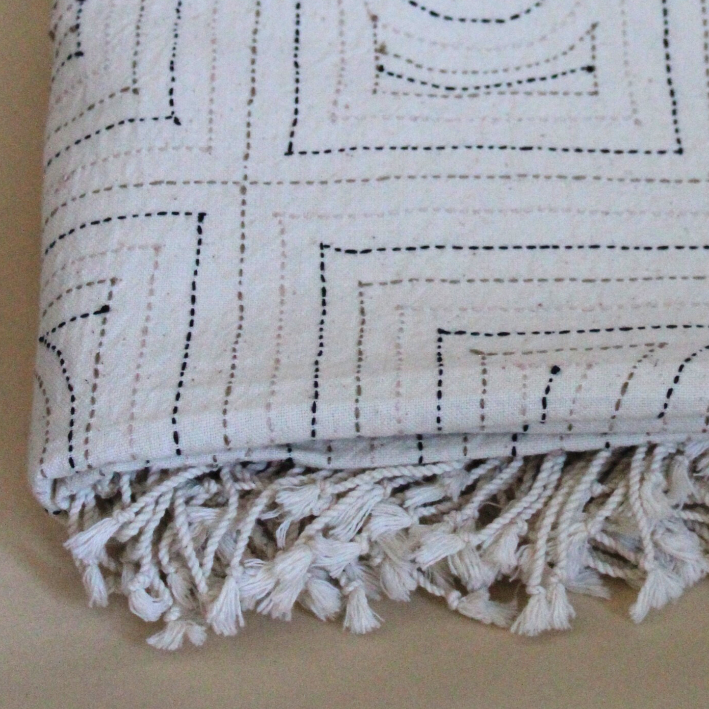 Serenity Hand Stitched Organic Cotton Throw Blanket